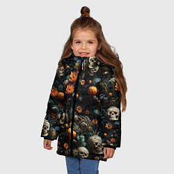 Куртка зимняя для девочки Мистер Череп, цвет: 3D-черный — фото 2