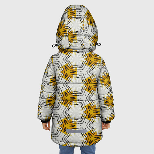 Зимняя куртка для девочки Узор шестиугольные соты / 3D-Красный – фото 4