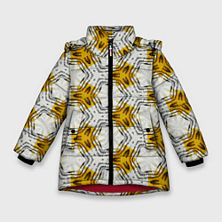 Куртка зимняя для девочки Узор шестиугольные соты, цвет: 3D-красный
