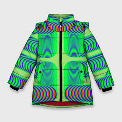 Куртка зимняя для девочки Дуги на зеленом фоне, цвет: 3D-красный
