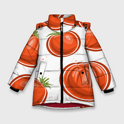 Куртка зимняя для девочки Помидорчики, цвет: 3D-красный