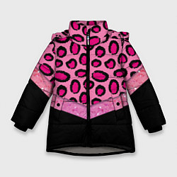 Зимняя куртка для девочки Розовый леопард и блестки принт