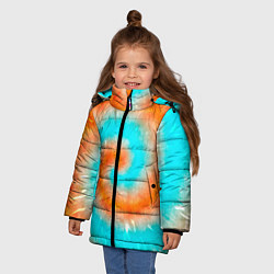 Куртка зимняя для девочки Тай-дай апельсин, цвет: 3D-светло-серый — фото 2