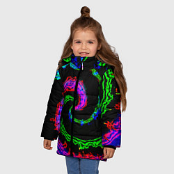 Куртка зимняя для девочки Тай-дай электро, цвет: 3D-красный — фото 2