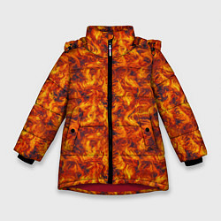 Куртка зимняя для девочки Огненный узор, цвет: 3D-красный