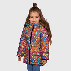 Куртка зимняя для девочки Разноцветные пузырики узор, цвет: 3D-черный — фото 2