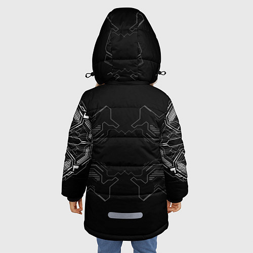 Зимняя куртка для девочки Кибер арт в Японском стиле / 3D-Черный – фото 4