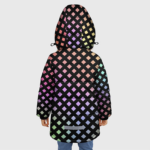 Зимняя куртка для девочки Цветной под сеткой имитация / 3D-Черный – фото 4