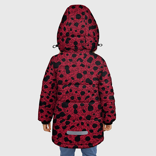 Зимняя куртка для девочки Пурпурно-красный пятнистый / 3D-Черный – фото 4