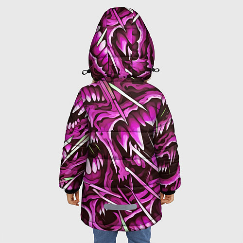Зимняя куртка для девочки Розовые кислотные клыки / 3D-Черный – фото 4