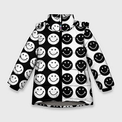 Зимняя куртка для девочки Smiley black and white