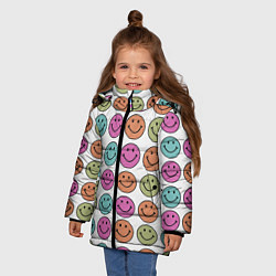 Куртка зимняя для девочки Smiley face, цвет: 3D-черный — фото 2