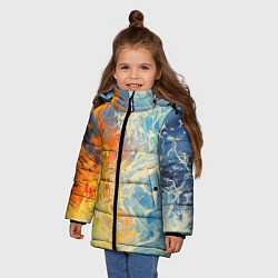 Куртка зимняя для девочки Вода и пламя абстракция, цвет: 3D-красный — фото 2