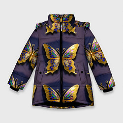 Зимняя куртка для девочки Золотая бабочка паттерн