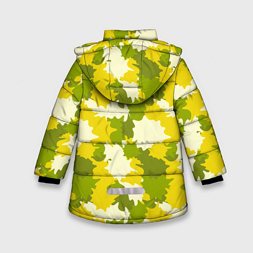 Зимняя куртка для девочки Желто-зеленый камуфляж / 3D-Светло-серый – фото 2