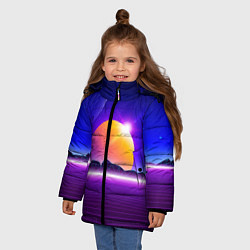 Куртка зимняя для девочки Mountains - sun - space - vaporwave, цвет: 3D-светло-серый — фото 2