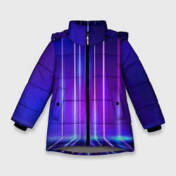 Зимняя куртка для девочки Neon glow - vaporwave - strips