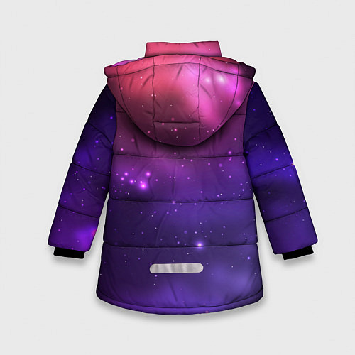 Зимняя куртка для девочки Разноцветный космос - неоновое свечение / 3D-Светло-серый – фото 2