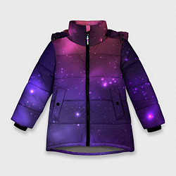 Зимняя куртка для девочки Разноцветный космос - неоновое свечение