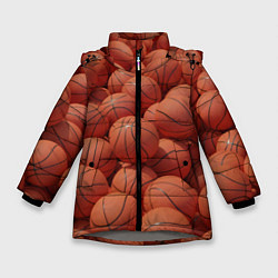 Куртка зимняя для девочки Узор с баскетбольными мячами, цвет: 3D-светло-серый