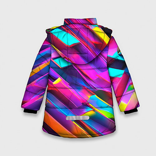 Зимняя куртка для девочки Неоновые разноцветные пластины / 3D-Светло-серый – фото 2