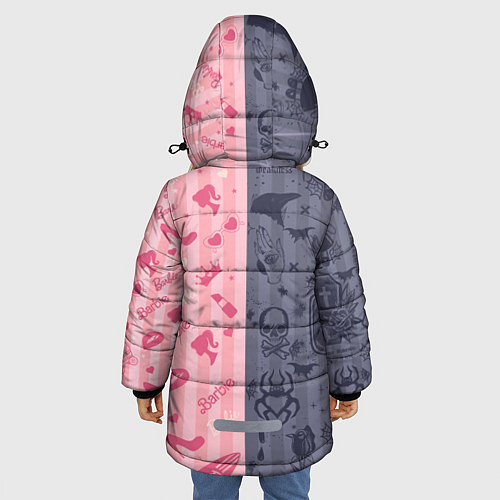 Зимняя куртка для девочки Барби и Уэнсдей - мои две личности: в стиле тату / 3D-Черный – фото 4