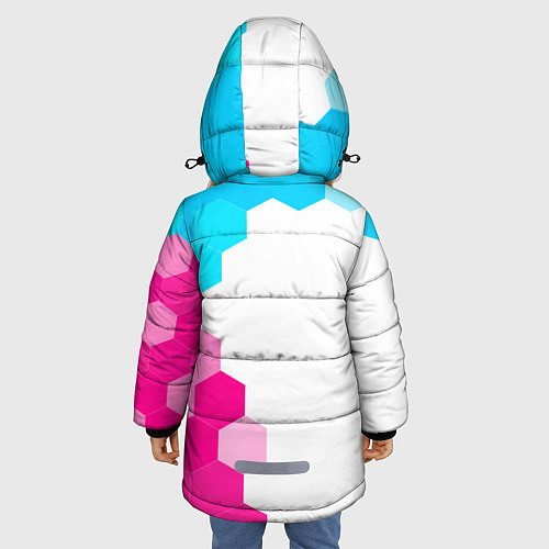 Зимняя куртка для девочки Counter-Strike 2 neon gradient style: по-вертикали / 3D-Черный – фото 4