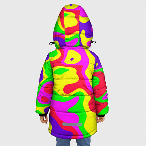Зимняя куртка для девочки Абстракция пять цветов / 3D-Черный – фото 4