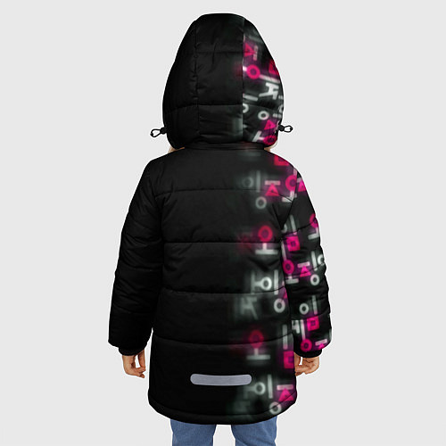 Зимняя куртка для девочки Игра в кальмара x Fall Guys / 3D-Черный – фото 4