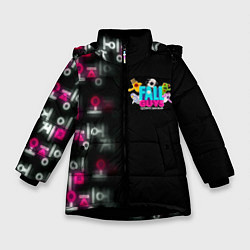 Куртка зимняя для девочки Игра в кальмара x Fall Guys, цвет: 3D-черный
