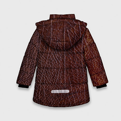 Зимняя куртка для девочки Текстура коричневой кожи / 3D-Светло-серый – фото 2