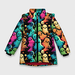 Зимняя куртка для девочки Паттерн с разноцветными приведениями