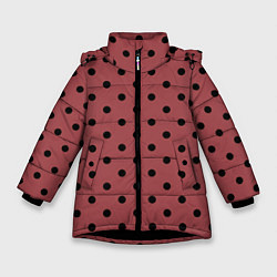 Куртка зимняя для девочки Чёрный горошек на тёмно-розовом, цвет: 3D-черный