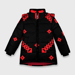 Куртка зимняя для девочки Национальный - черный 2, цвет: 3D-красный