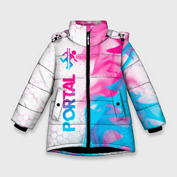 Куртка зимняя для девочки Portal neon gradient style: по-вертикали, цвет: 3D-черный