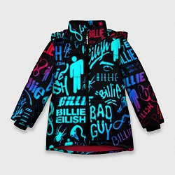 Куртка зимняя для девочки Billie Eilish neon pattern, цвет: 3D-красный