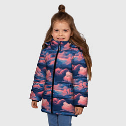 Куртка зимняя для девочки Волшебные сине розовые облока, цвет: 3D-черный — фото 2