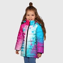 Куртка зимняя для девочки Hitman neon gradient style: по-вертикали, цвет: 3D-черный — фото 2