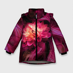 Куртка зимняя для девочки Розовый цветок в огне - нейросеть, цвет: 3D-светло-серый