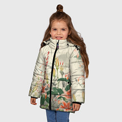 Куртка зимняя для девочки Тигровые лилии - японский стиль, цвет: 3D-красный — фото 2
