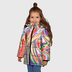 Куртка зимняя для девочки Размытые краски абстракция, цвет: 3D-черный — фото 2