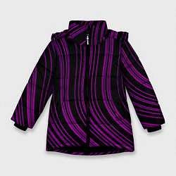 Зимняя куртка для девочки Абстракция фиолетовые линии
