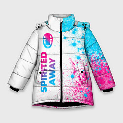 Куртка зимняя для девочки Spirited Away neon gradient style: по-вертикали, цвет: 3D-черный