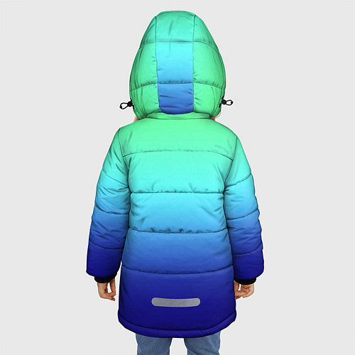Зимняя куртка для девочки Градиент зелёно-синий / 3D-Черный – фото 4
