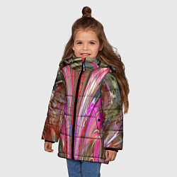 Куртка зимняя для девочки Размытый узор с розовыми и серыми тонами, цвет: 3D-черный — фото 2