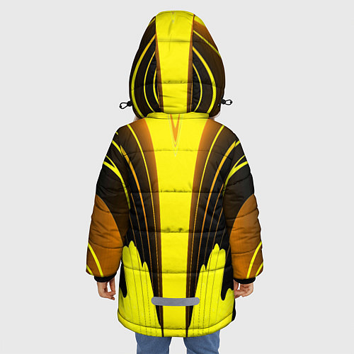 Зимняя куртка для девочки Черно-желтые мотивы / 3D-Светло-серый – фото 4