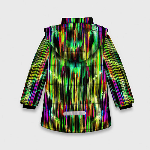 Зимняя куртка для девочки Абстрактный паттерн из полос / 3D-Светло-серый – фото 2