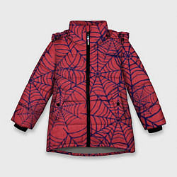 Куртка зимняя для девочки Паутина красно-синий, цвет: 3D-светло-серый