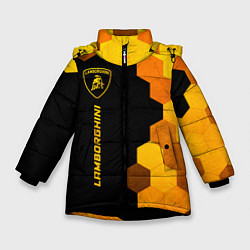 Куртка зимняя для девочки Lamborghini - gold gradient: по-вертикали, цвет: 3D-черный