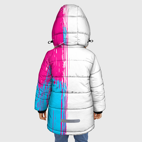 Зимняя куртка для девочки Mass Effect neon gradient style: по-вертикали / 3D-Черный – фото 4